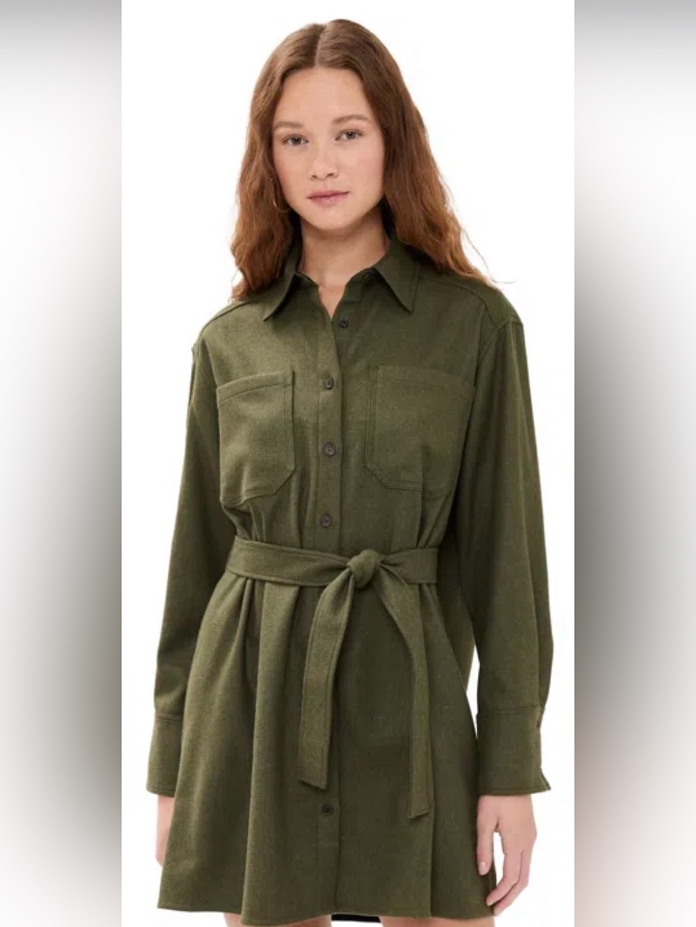 NWT La Ligne Wool Shirt Dress Olive size medium New York